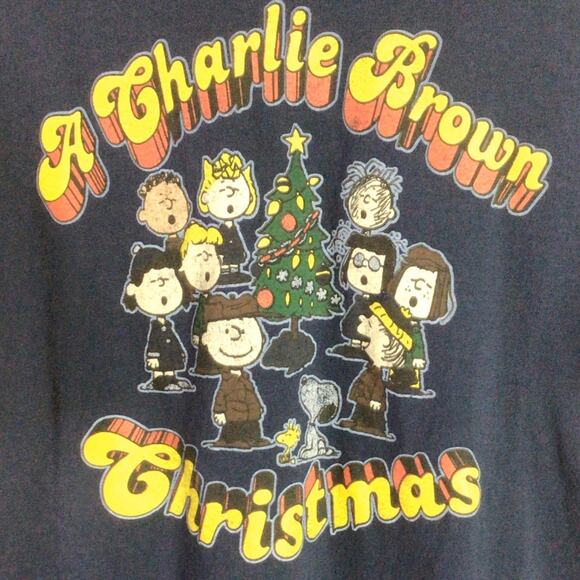 Peanuts A Charlie Brown Christmas T Shirt Navy Blue 2XL XXL - Picture 2 of 4